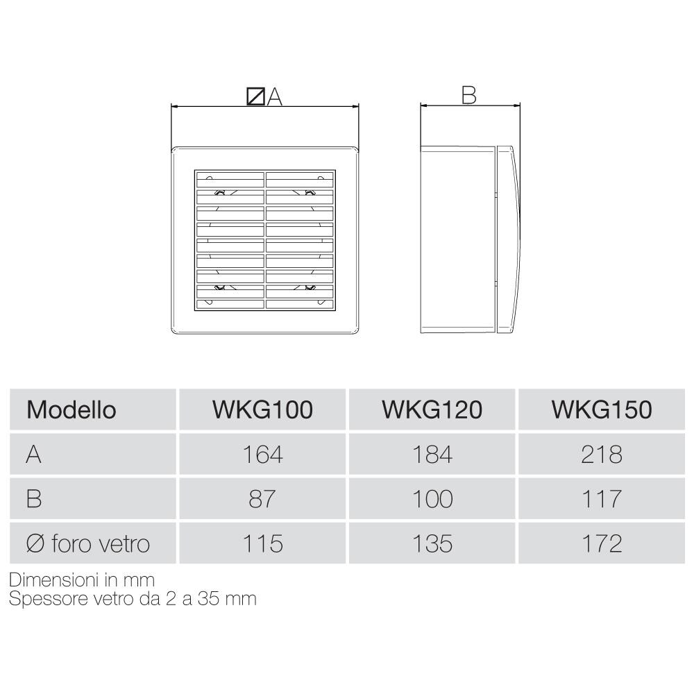 Wkg120 - Kit Applicazione Su Vetro Con Griglia Esterna Fissa Per Aspiratori Modelli Qd-qs-qa 120 - Cod. pkv00004 - Foto 2