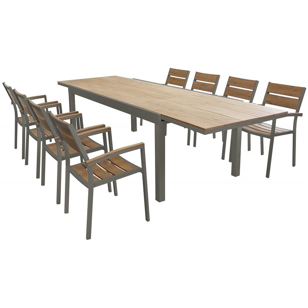 Viduus - Set Tavolo In Alluminio E Polywood Cm 200/300 X 95 X 75 H Con 8 Poltrone Viduus - Foto 1
