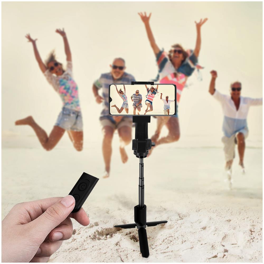 Stabilizzatore Universale Smartphone Treppiede / Selfie Comando Bluetooth, Nero - Foto 2