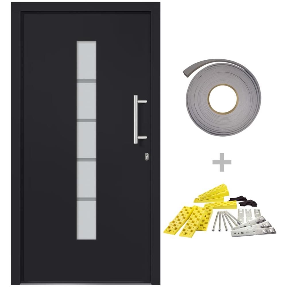 Porta d'Ingresso in Alluminio e PVC Antracite 110x210 cm - Foto 1