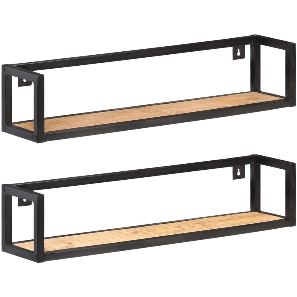 Mensole a Muro 2 pz 80 cm in Legno Massello di Mango Grezzo - Foto 1