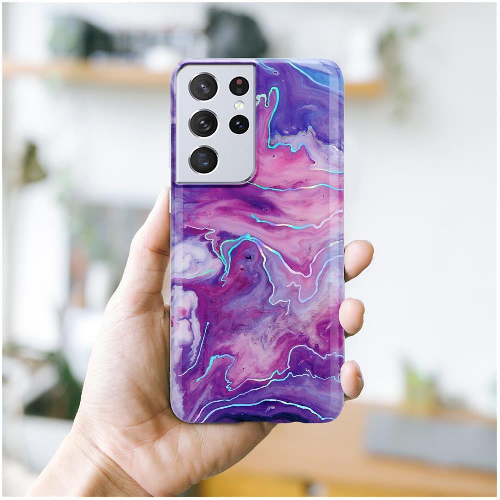 Custodia Compatibile Con Samsung Galaxy S21 Ultra In Marmo Rosa Viola No. 19 - Coperchio Protettivo In Silicone Tpu Con Motivo A Mosaico - Foto 7