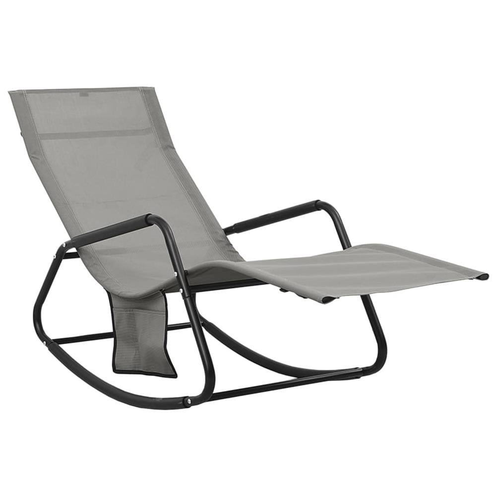 Lettino Prendisole in Acciaio e Textilene Grigio - Foto 2