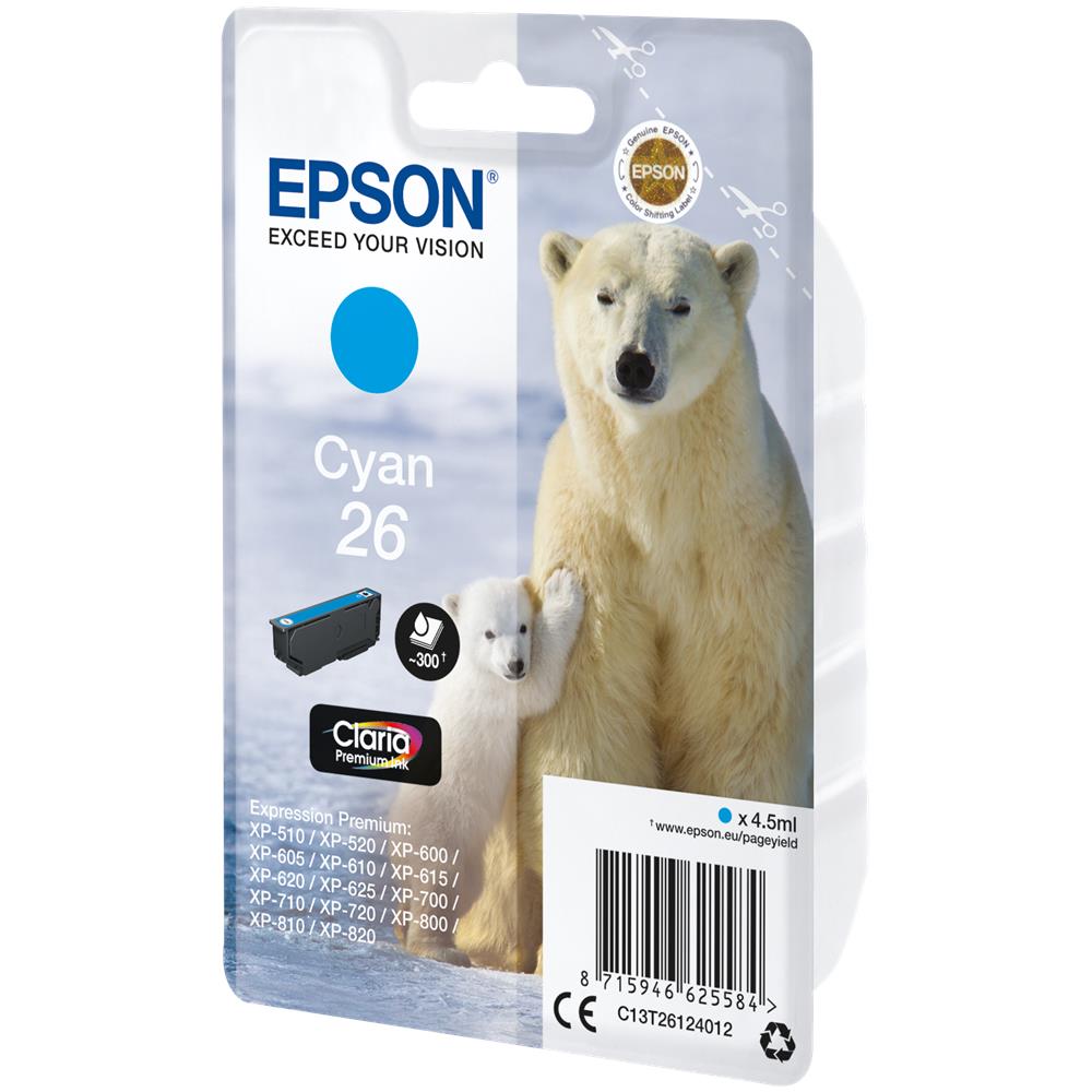 T2612 Orso Polare Cartuccia Ink Originale Ciano per Expression Premium XP-600 / XP-510 / XP-820 Capacità 300 Pagine - Foto 2