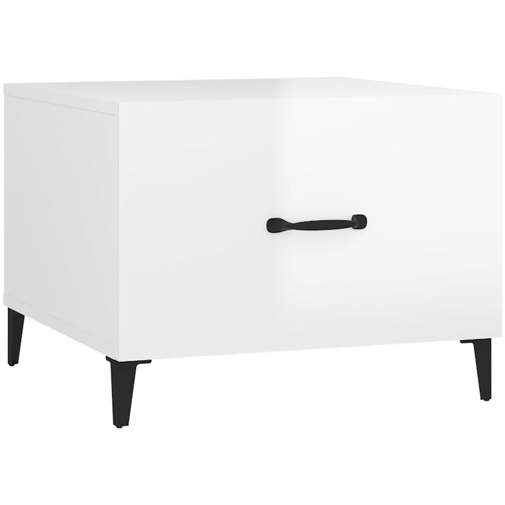 Tavolino Salotto Con Gambe In Metallo Bianco Lucido 50x50x40cm - Foto 2