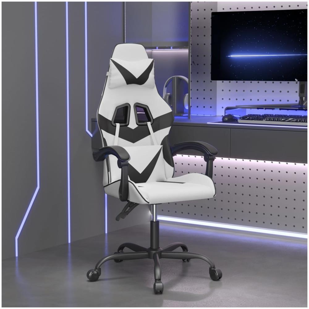 Sedia Da Gaming Bianco E Nero In Similpelle - Foto 1
