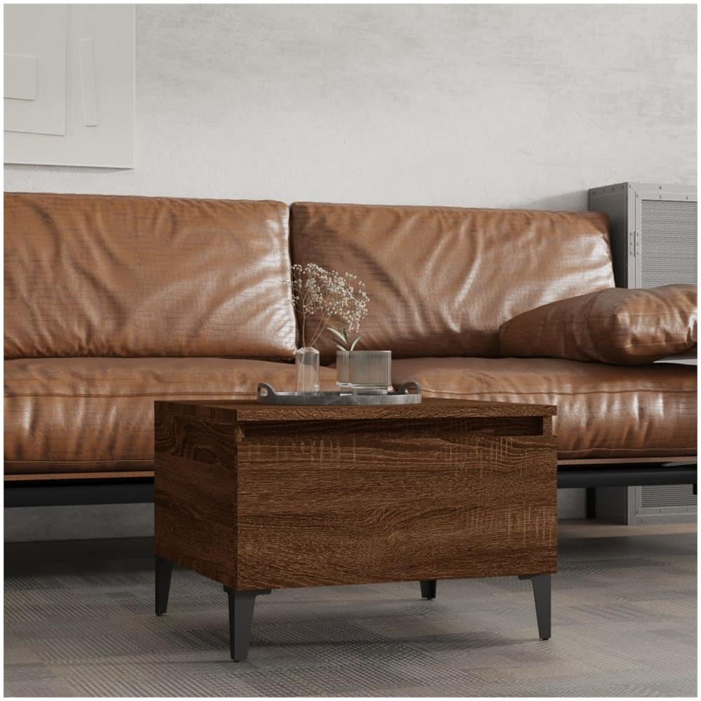 Tavolino Da Salotto Rovere Marrone 50x46x35cm Legno Multistrato - Foto 1