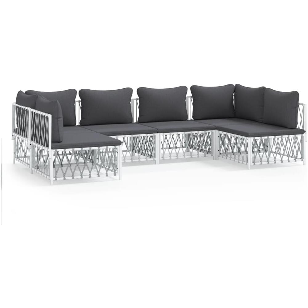 Set Salotto Da Giardino 6 Pz Con Cuscini In Acciaio Bianco - Foto 1