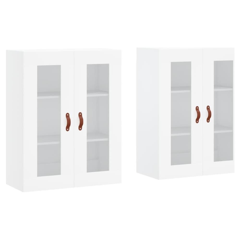 Armadietti A Parete 2 Pz Bianchi In Legno Multistrato - Foto 2