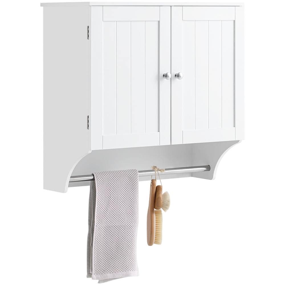 Pensile Con Ante Mobile Da Parete Da Bagno Mobile Porta Medicinali Elegante Armadietto Sospeso Per Il Bagno Bianco 60x30x60cm Bzr84-w - Foto 1