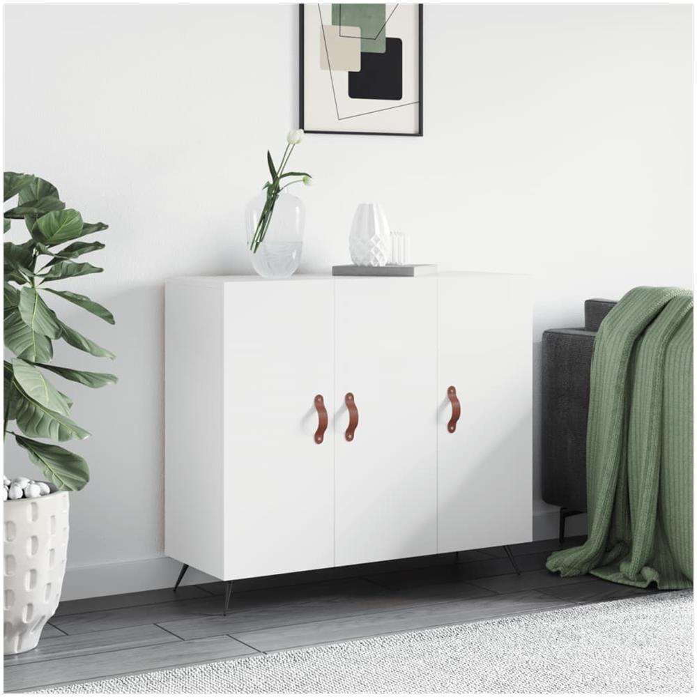 Credenza Bianca 90x34x80 Cm In Legno Multistrato - Foto 1