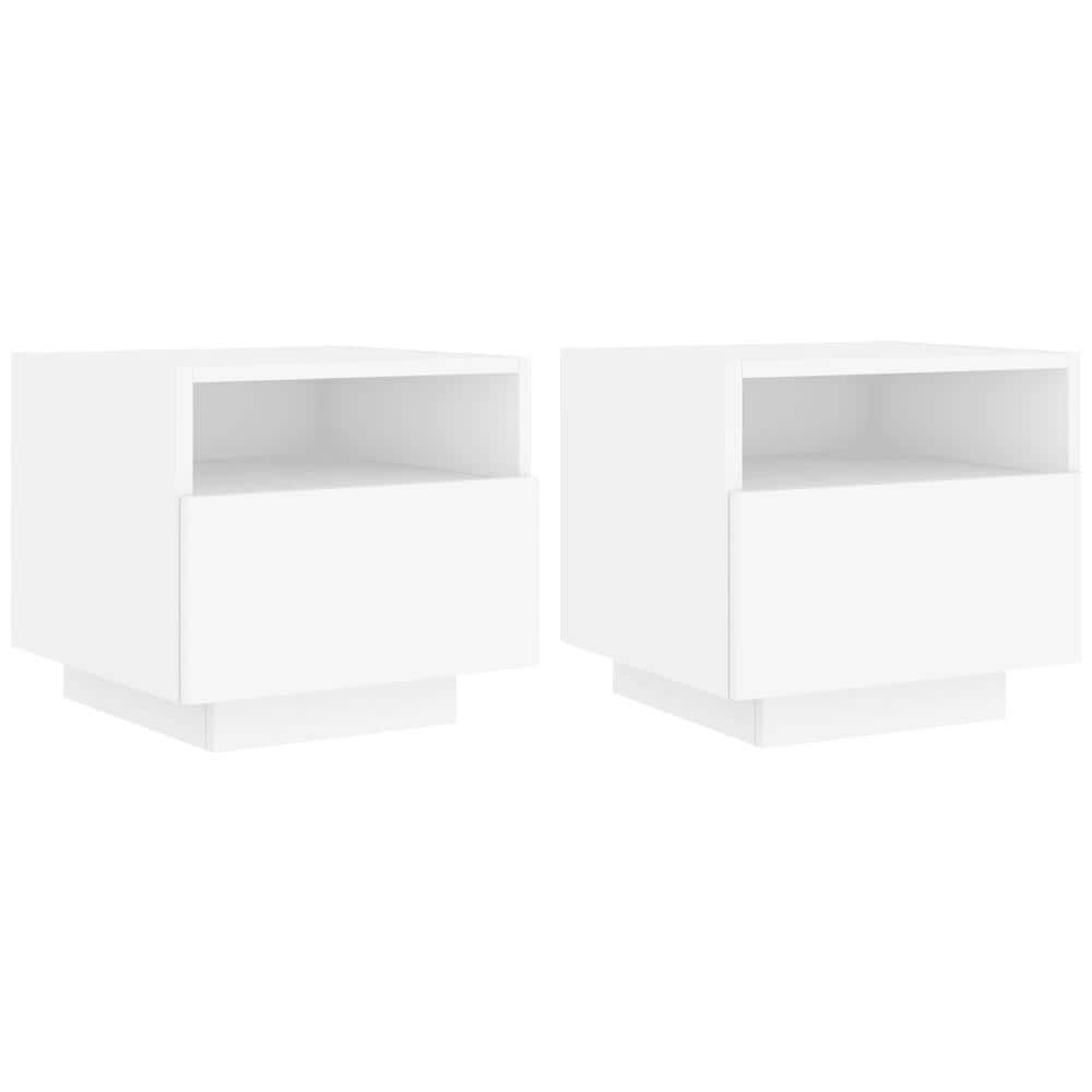 Comodini Con Luci Led 2pz Bianchi 40x39x37 Cm - Foto 2