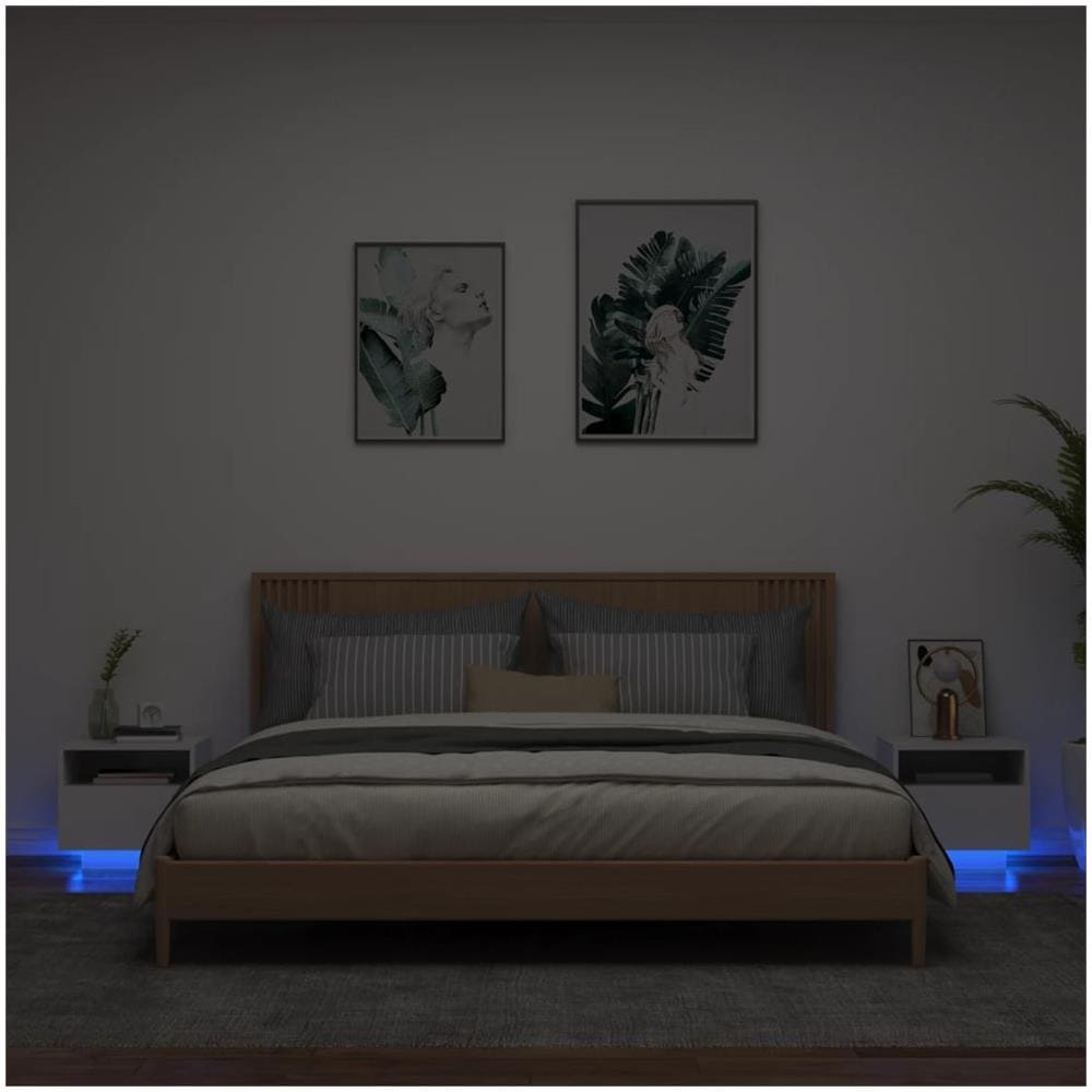 Comodini Con Luci Led 2pz Bianchi 40x39x37 Cm - Foto 1