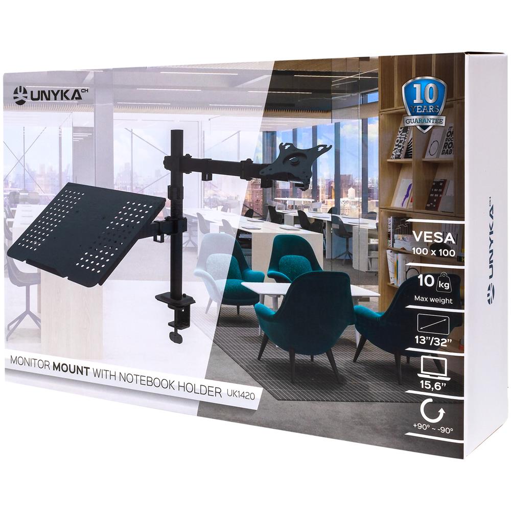 UK710202 supporto per laptop Braccio per computer portatile e monitor Nero 39,6 cm (15.6") - Foto 9