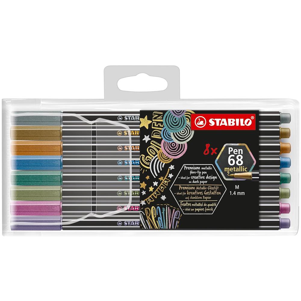 Pen 68 metallic - Pennarello Premium Metallizzato - Astuccio da 8 - Colori assortiti - Foto 1