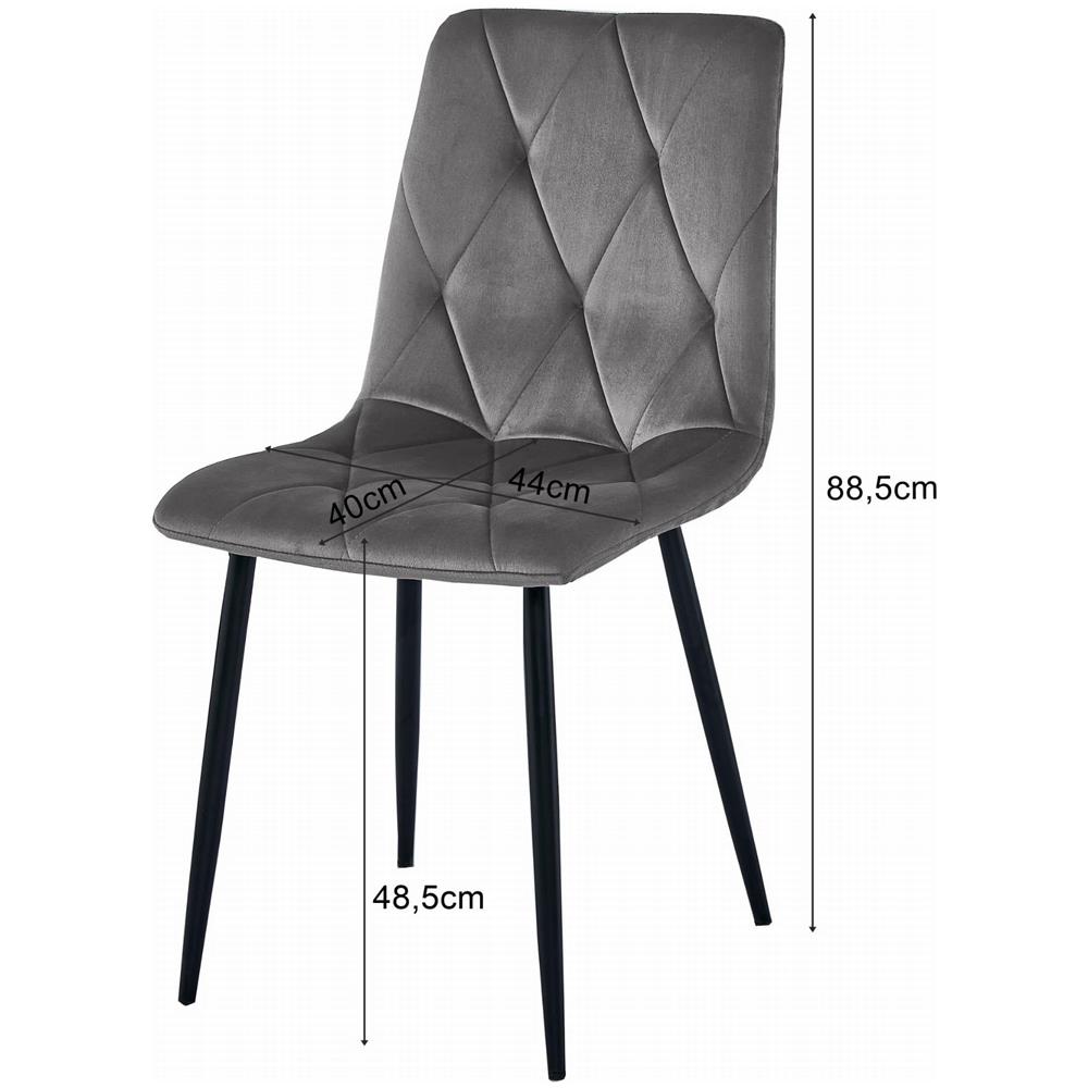 Sedia da pranzo TYRA in velluto beige chiaro con gambe nere x4 - Foto 6