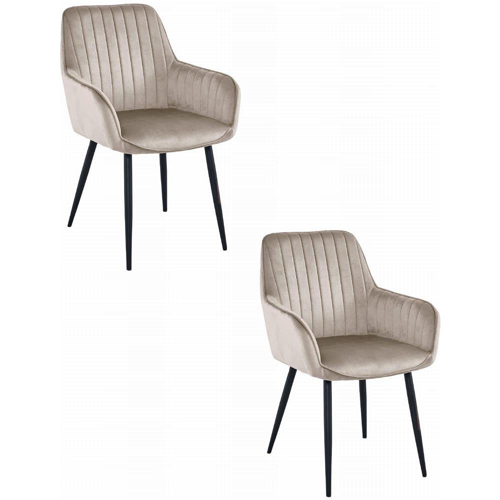 Sedia SOLDEN - Velluto beige scuro con gambe nere x 2 - Foto 1