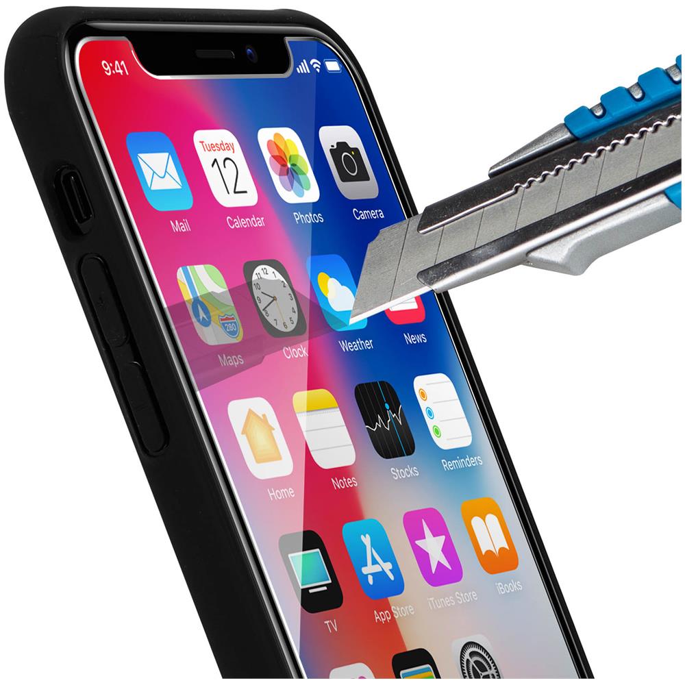 Cover Integrale Iphone X / xs Bumper Cover Rinforzata Pellicola Schermo Muvit Nero - Foto 5