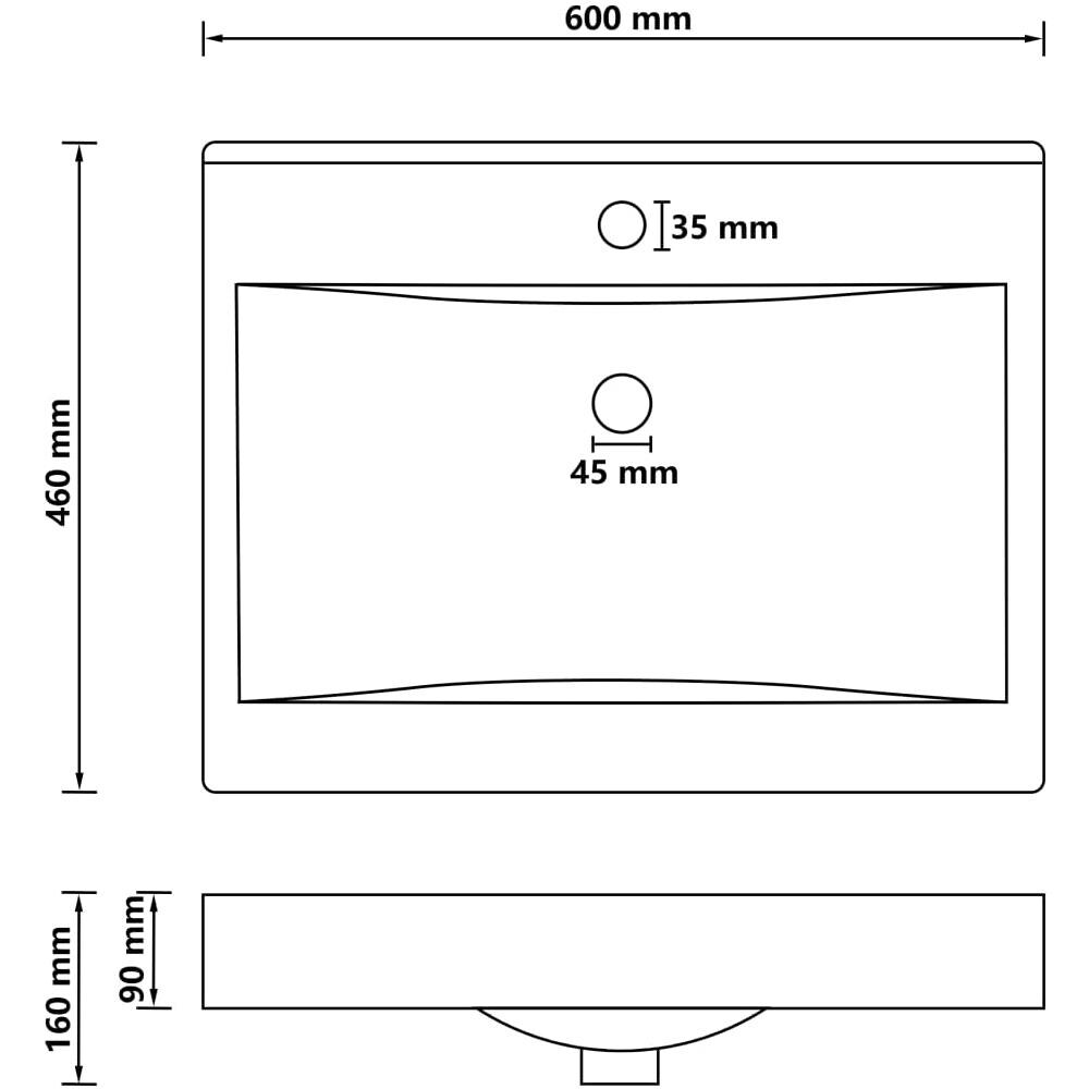 Lavandino Con Foro Rubinetto Nero Opaco 60x46 Cm In Ceramica - Foto 5