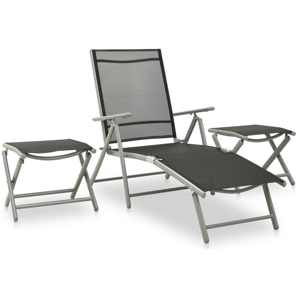 Set Divani da Giardino 3 pz in Textilene e Alluminio Argento - Foto 1
