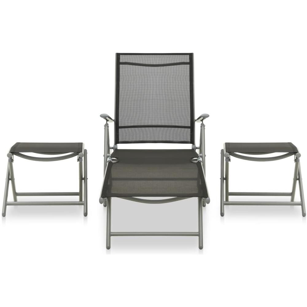 Set Divani da Giardino 3 pz in Textilene e Alluminio Argento - Foto 2
