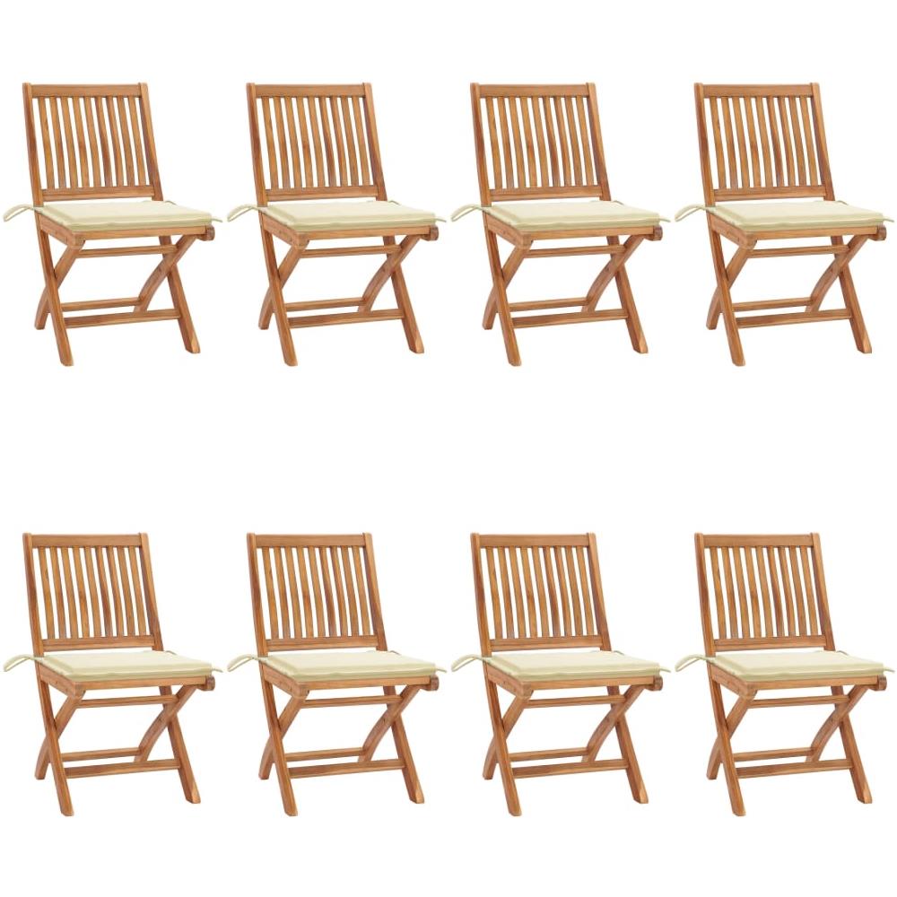 Sedie da Giardino Pieghevoli con Cuscini 8 pz Massello di Teak - Foto 1