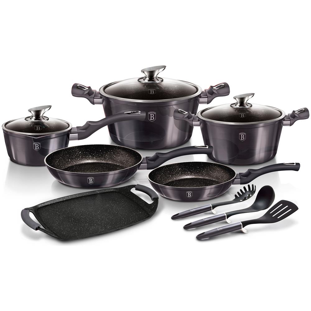 Carbon Pro Set Pentole Induzione 12-pcs Alluminio Antiaderente Casseruoli Padelle Piastra Grigio - Foto 1