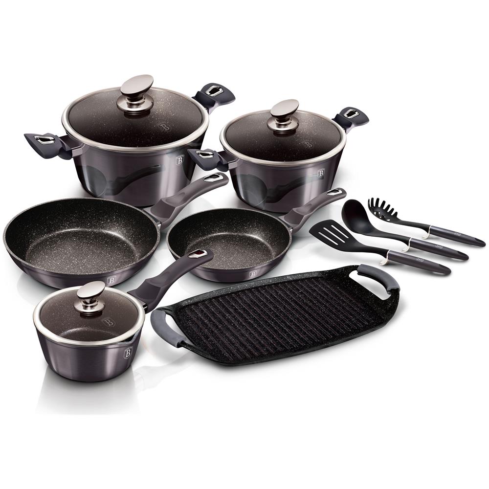 Carbon Pro Set Pentole Induzione 12-pcs Alluminio Antiaderente Casseruoli Padelle Piastra Grigio - Foto 2