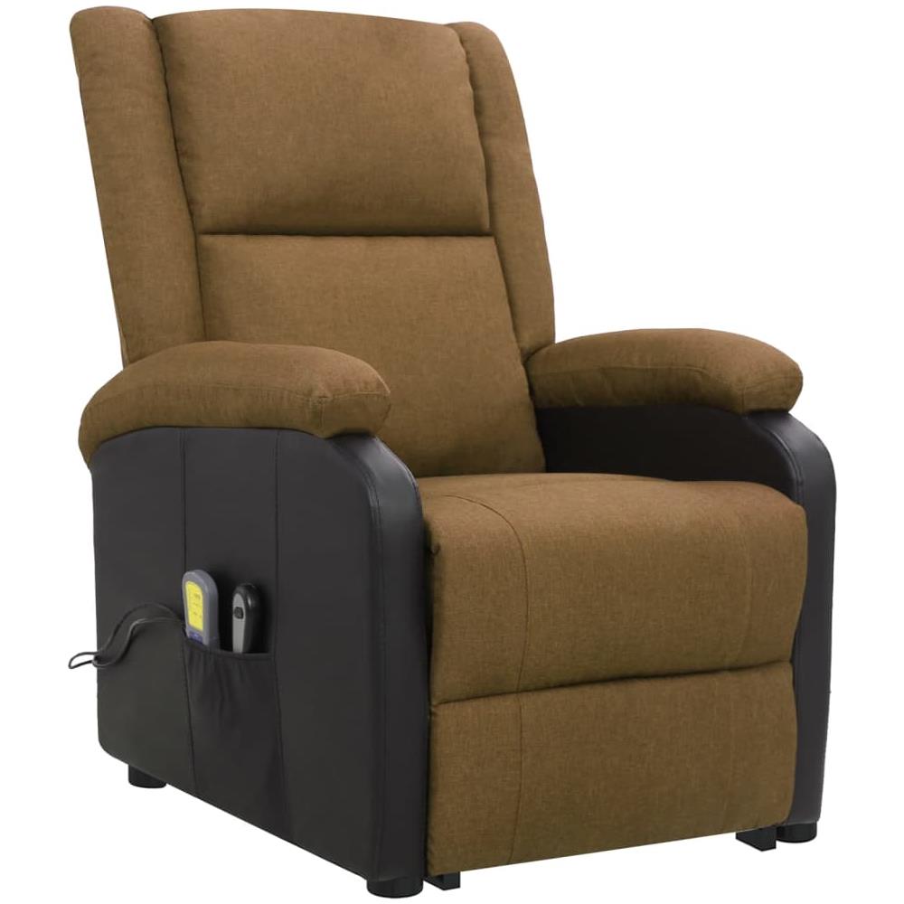 Poltrona Alzapersona Massaggiante Marrone Tessuto - Foto 3