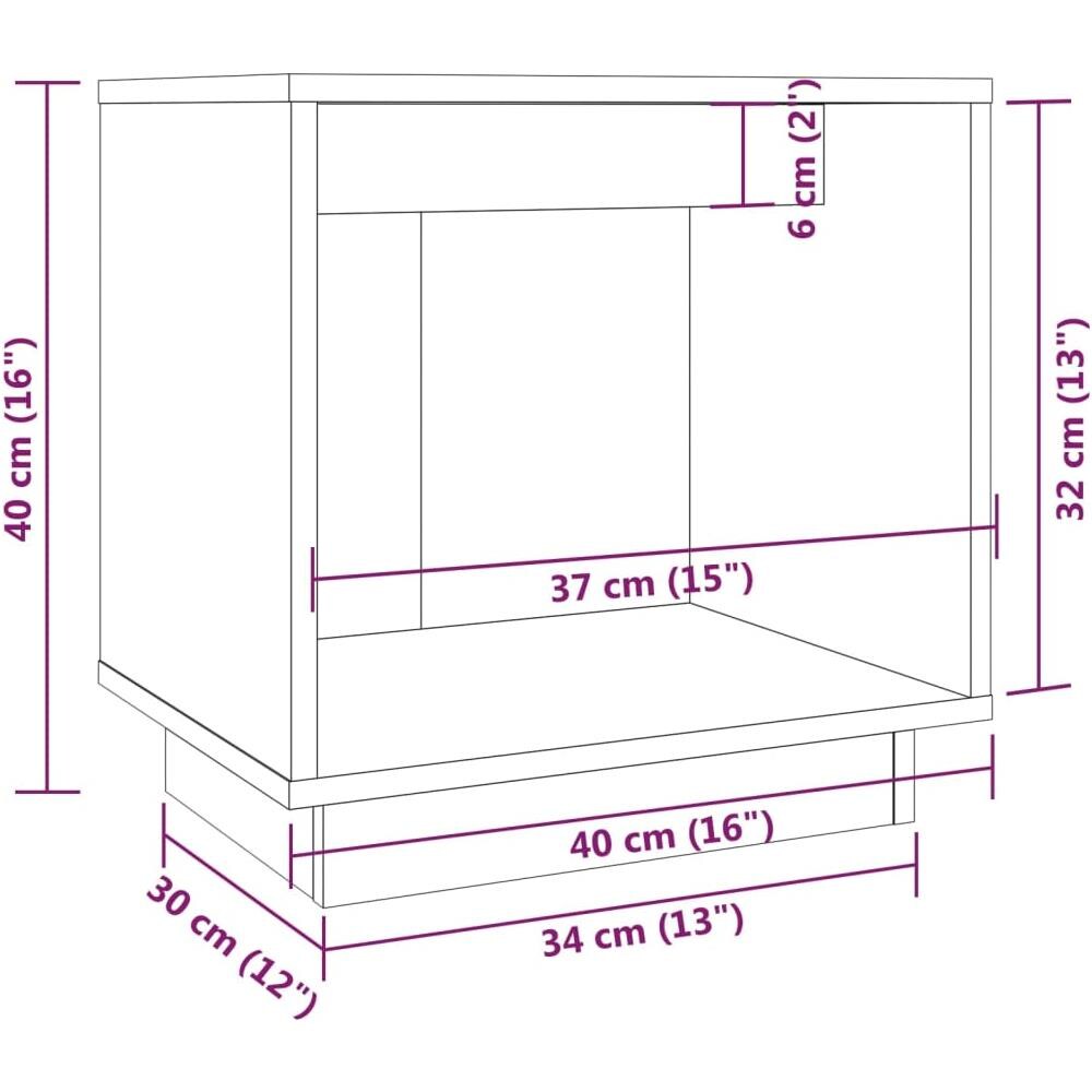 Comodino Grigio 40x30x40 Cm In Legno Massello Di Pino - Foto 8