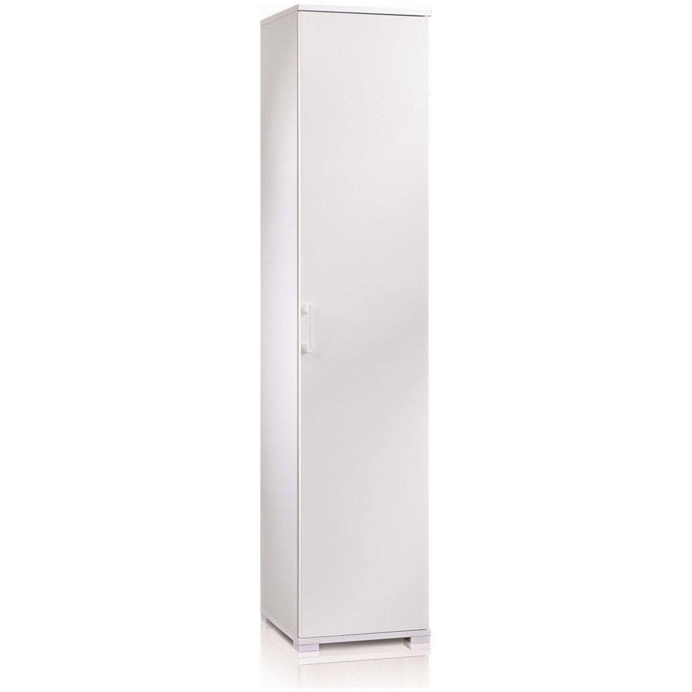 Armadio Multiuso A 1 Anta E 4 Ripiani Regolabili, 100% Made In Italy, Mobile A Colonna Per Bagno, Cm 45x45h195, Colore Bianco - Foto 2
