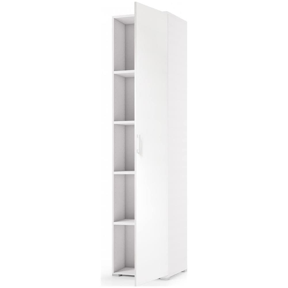 Armadio Multiuso A 1 Anta E 4 Ripiani Regolabili, 100% Made In Italy, Mobile A Colonna Per Bagno, Cm 45x45h195, Colore Bianco - Foto 3