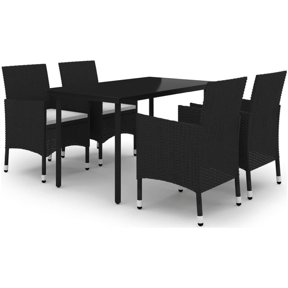 Set Da Pranzo Da Giardino 5 Pz Con Cuscini Polyrattan E Vetro - Foto 2