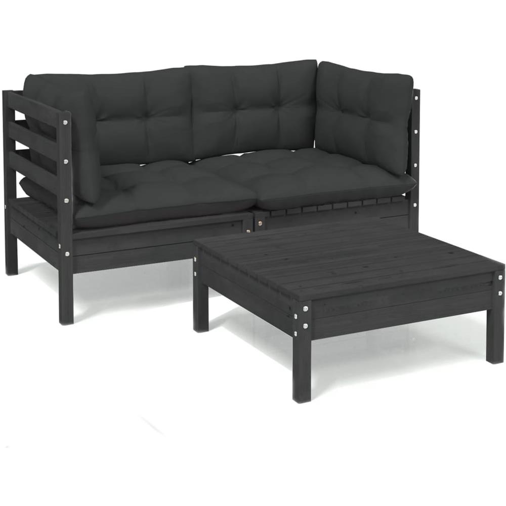 Set Divani Da Giardino 3 Pz Con Cuscini Legno Massello Di Pino - Foto 2
