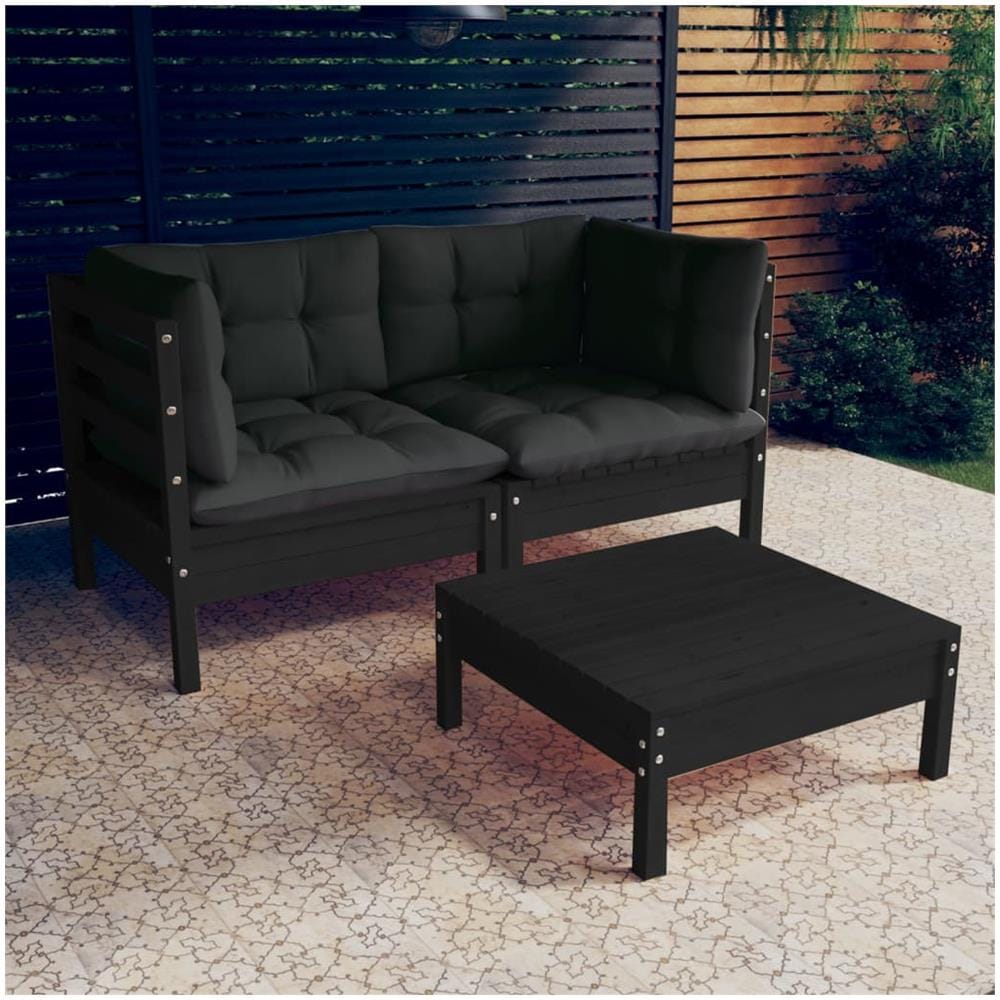 Set Divani Da Giardino 3 Pz Con Cuscini Legno Massello Di Pino - Foto 1