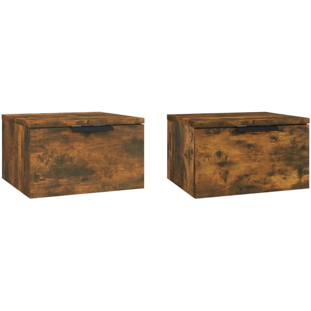 Comodini A Muro 2 Pz Rovere Fumo 34x30x20 Cm - Foto 2