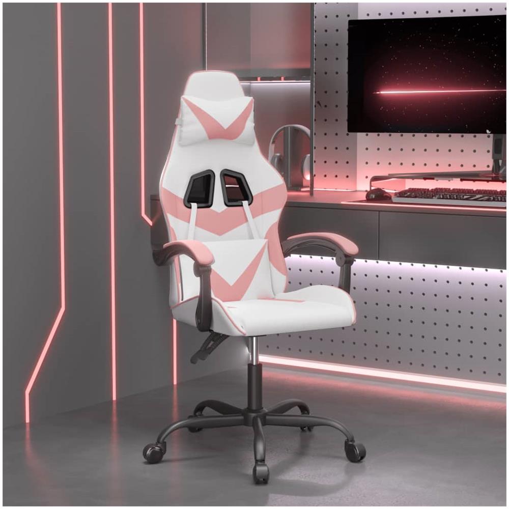 Sedia Da Gaming Bianco E Rosa In Similpelle - Foto 1