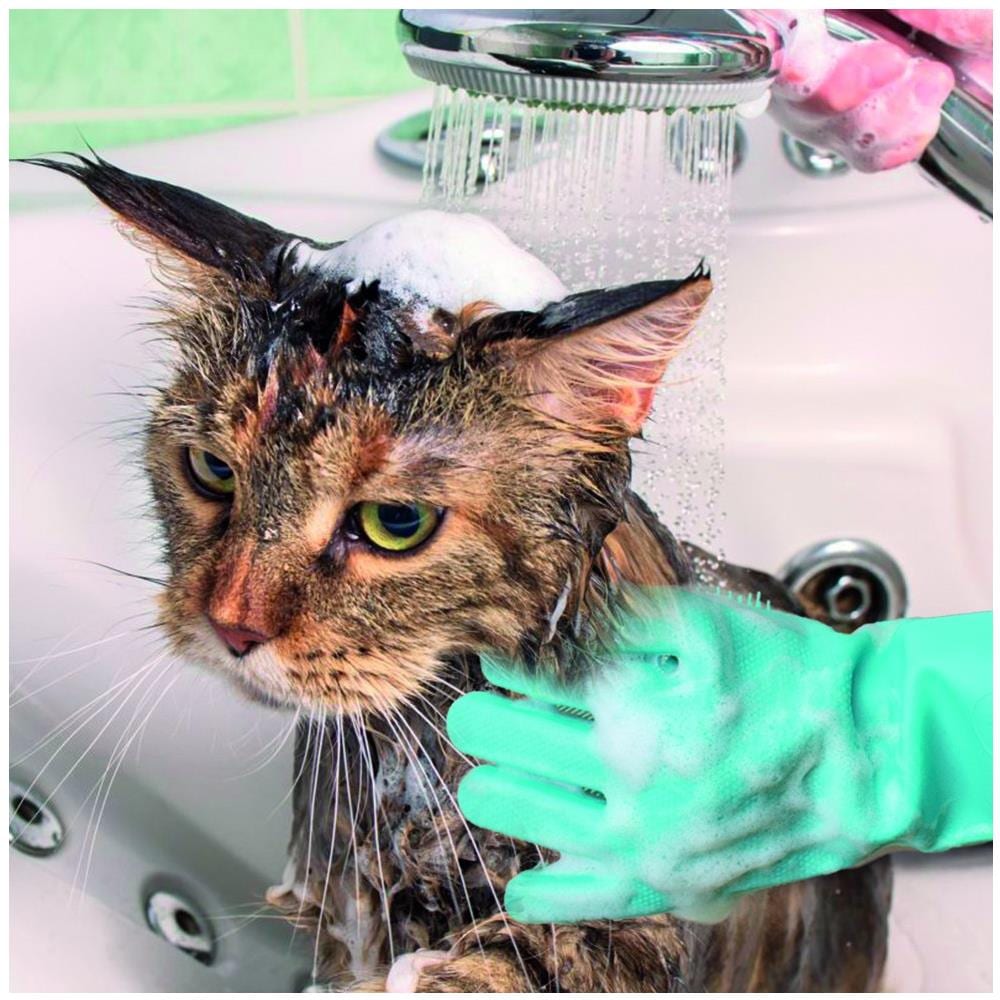 Guanto Da Toelettatura In Silicone Per Animali Domestici - - Verde - Adulto - Pulisce E Spazzola In Modo Indolore - Lavabile In Lavatrice - Foto 2