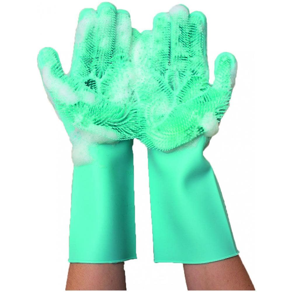 Guanto Da Toelettatura In Silicone Per Animali Domestici - - Verde - Adulto - Pulisce E Spazzola In Modo Indolore - Lavabile In Lavatrice - Foto 1