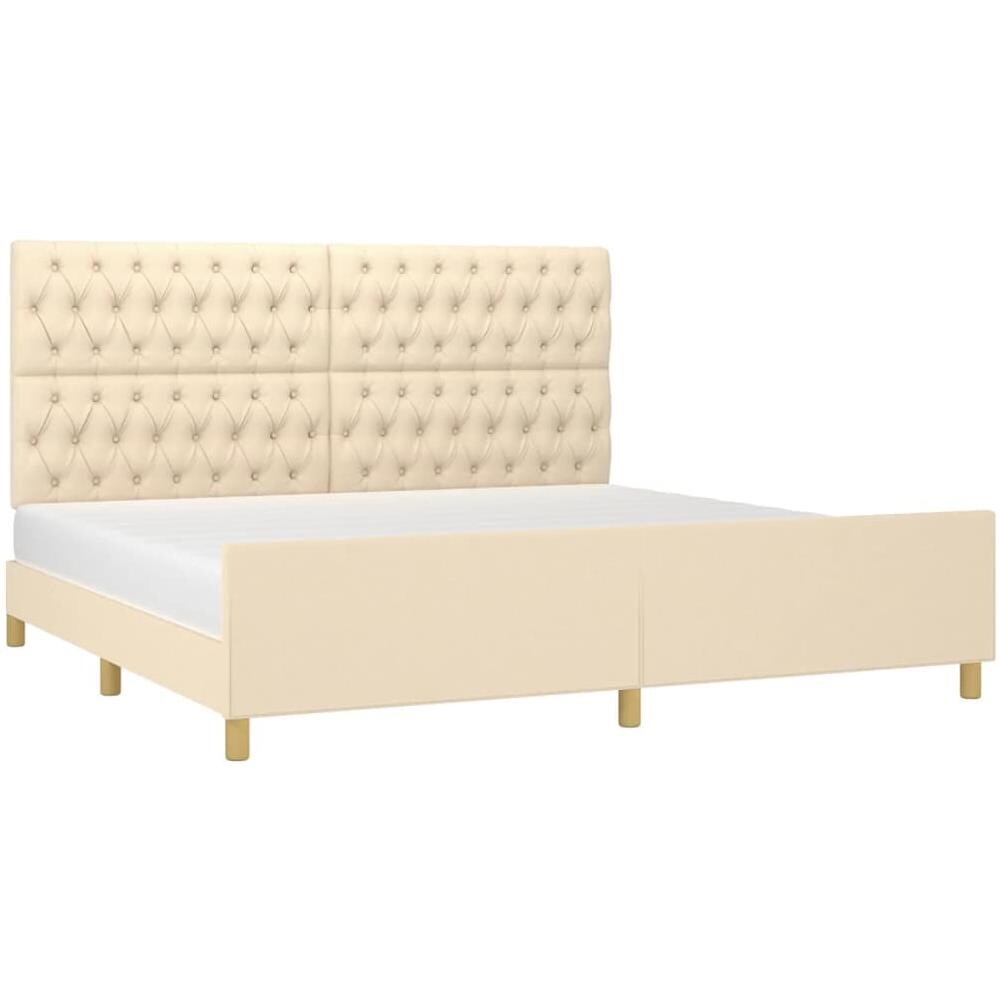 Giroletto Con Testiera Crema 200x200 Cm In Tessuto - Foto 3