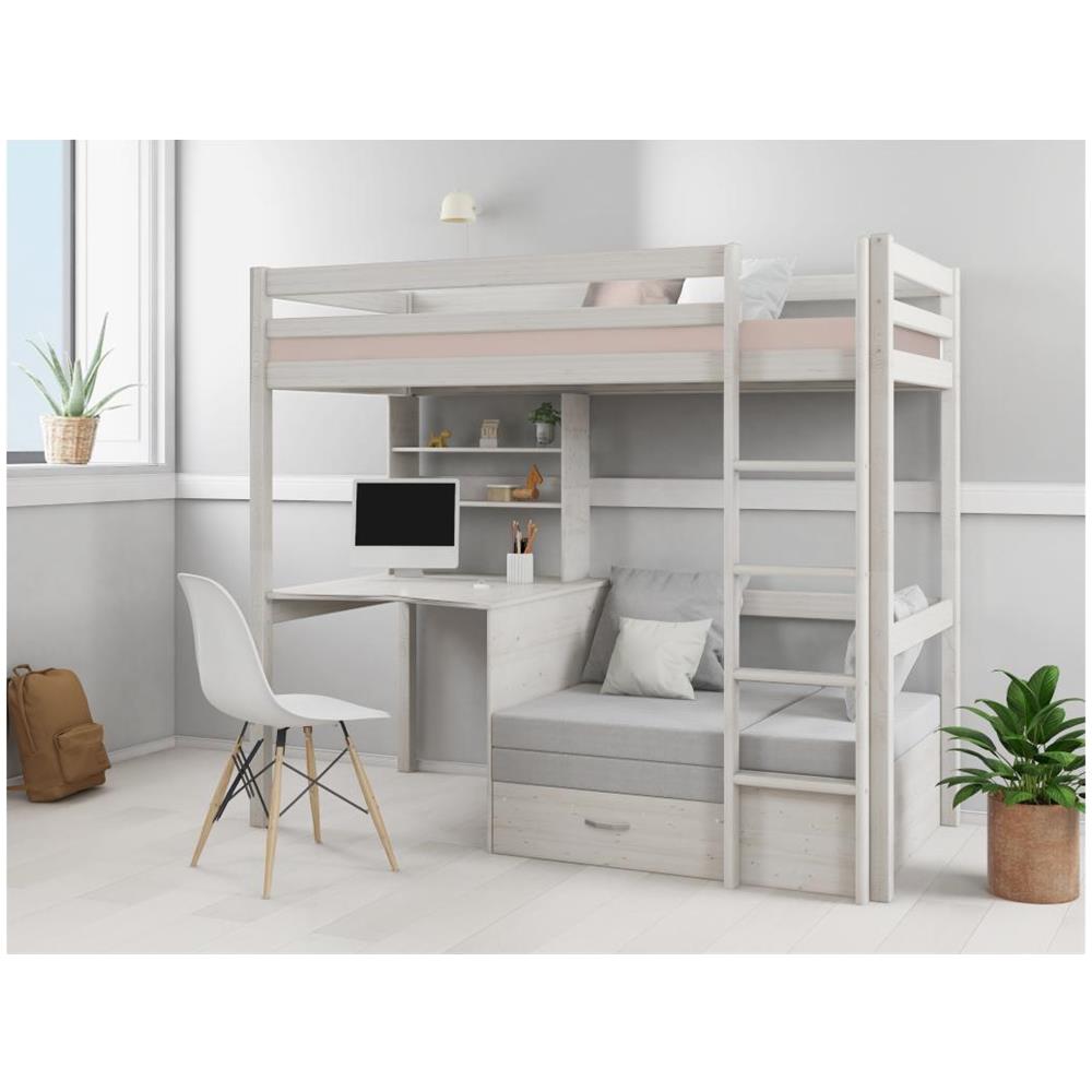 Letto Combinato RIGALI 90x200 Cm Con Scrivania E Vani Portaoggetti - Colore Rosa E Legno Chiaro - Vente-unique