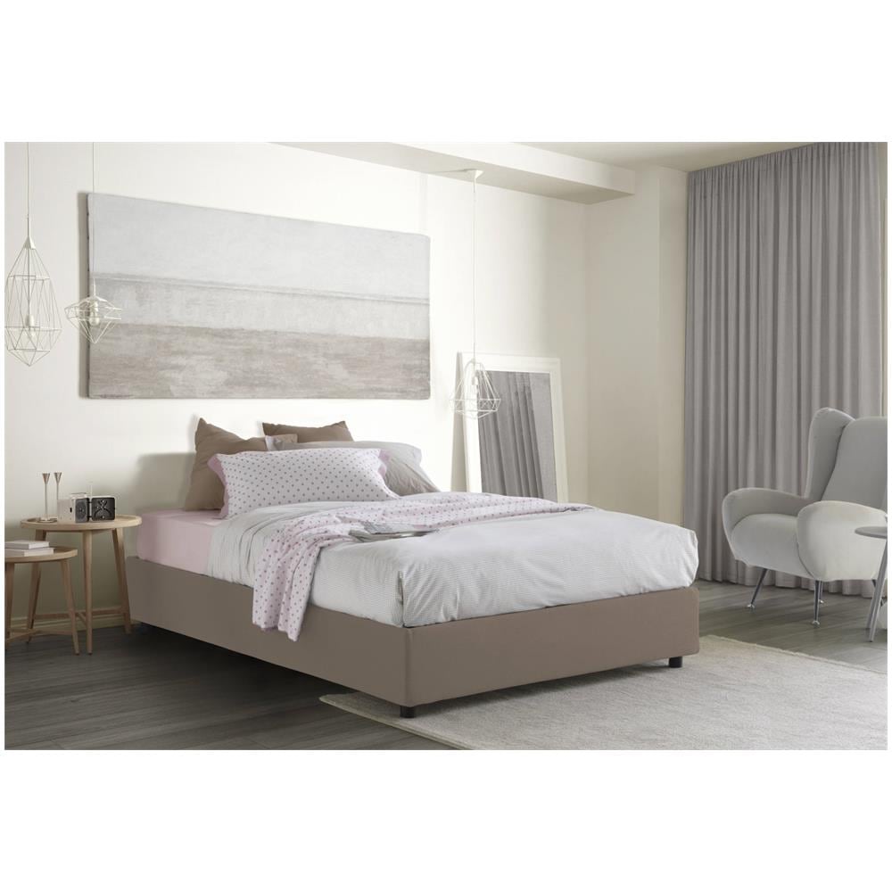 Letto Matrimoniale Azzurra, Letto Contenitore Con Rivestimento In Tessuto, 100% Made In Italy, Apertura Frontale, Adatto Per Materasso Cm 140x190, Tortora - Foto 1