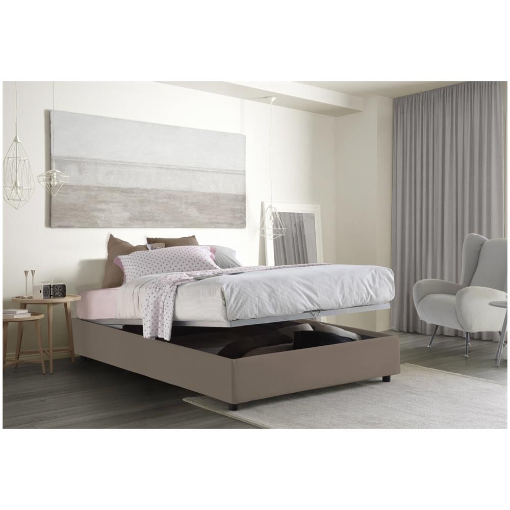 Letto Matrimoniale Azzurra, Letto Contenitore Con Rivestimento In Tessuto, 100% Made In Italy, Apertura Frontale, Adatto Per Materasso Cm 140x190, Tortora - Foto 2