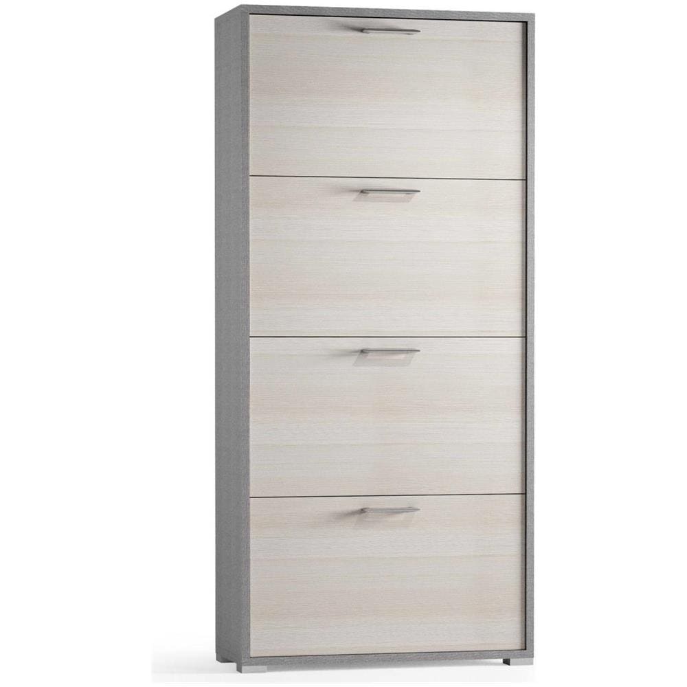 Scarpiera Rosa, Mobile Multiuso Da Ingresso Con 4 Ante A Ribalta, Armadietto Portascarpe A Doppia Profondità, 100% Made In Italy, 67x28h147 Cm, Larice - Foto 2