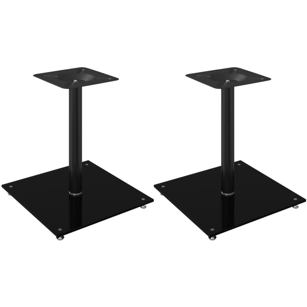 Pedane Per Casse 2pz Nero Vetro Temperato Design A 1 Pilastro - Foto 2