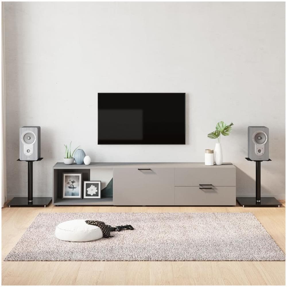 Pedane Per Casse 2pz Nero Vetro Temperato Design A 1 Pilastro - Foto 1