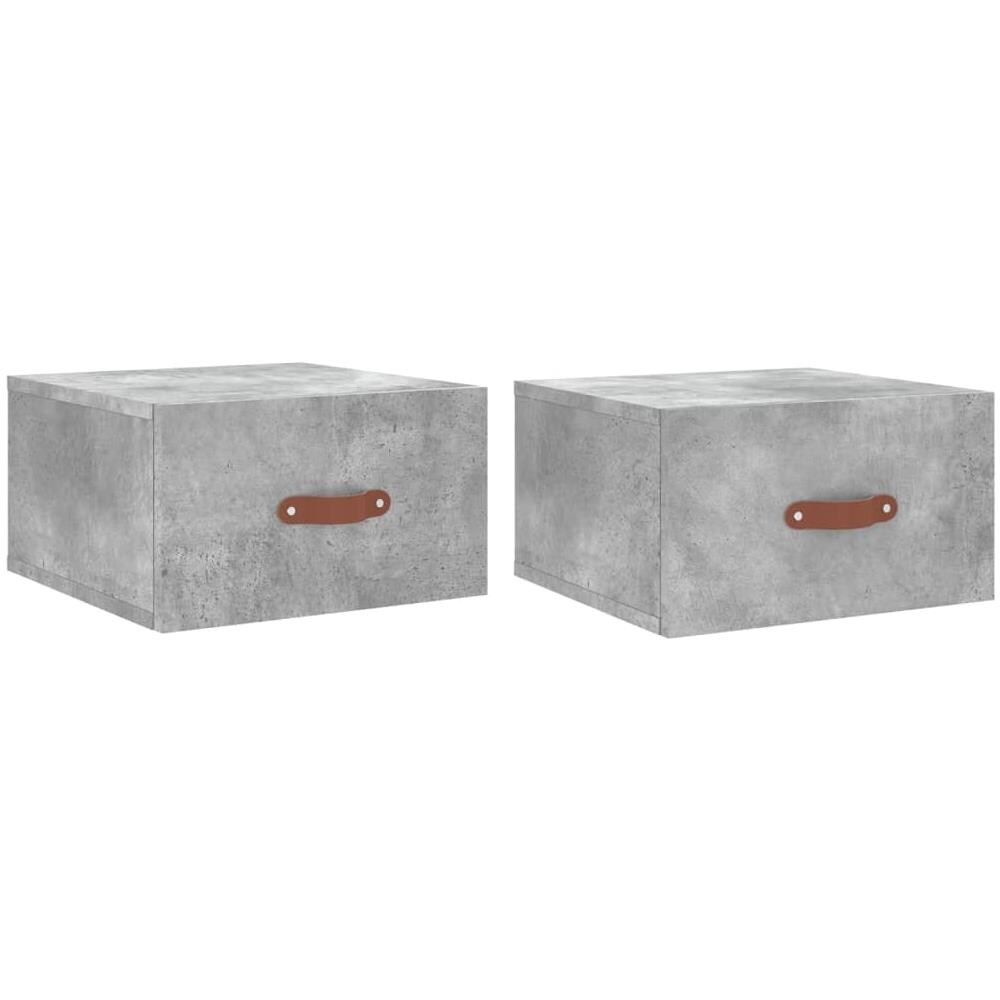 Comodini A Muro 2 Pz Grigio Cemento 35x35x20 Cm - Foto 2