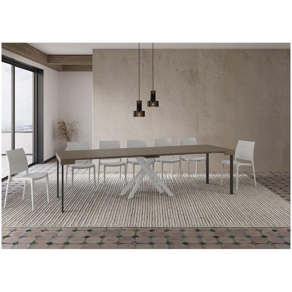 Consolle allungabile 90x40/300 cm Krack tortora gambe bianche - Foto 4