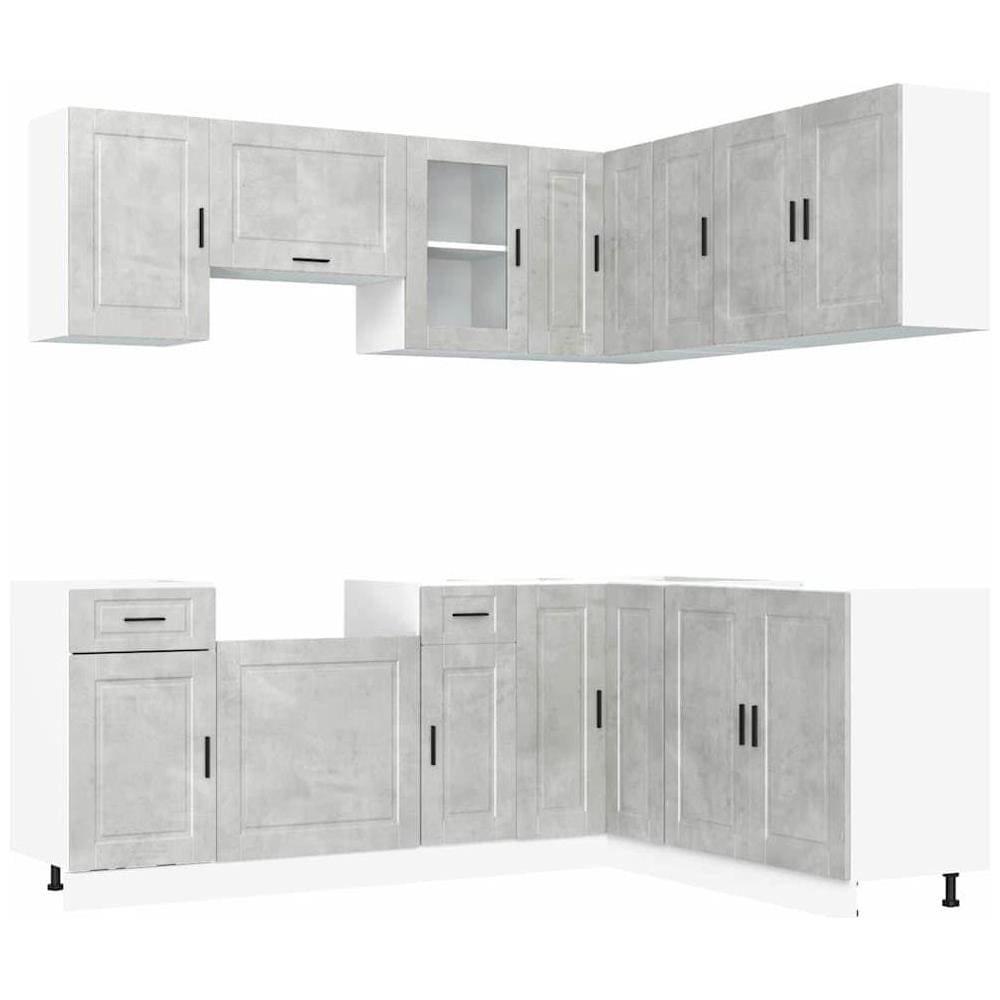 Set Mobili da Cucina 11 pz Porto Grigio Cemento in Truciolato - Foto 1