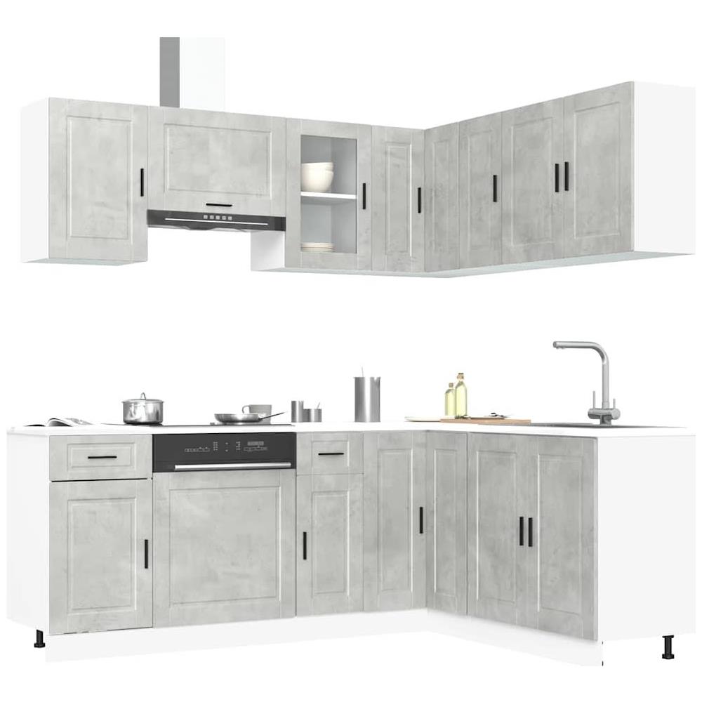 Set Mobili da Cucina 11 pz Porto Grigio Cemento in Truciolato - Foto 2